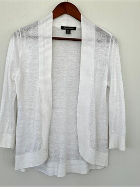 Tommy Bahama White Open-Front Women's Cardigan Sweater, 💯 Linen Knit